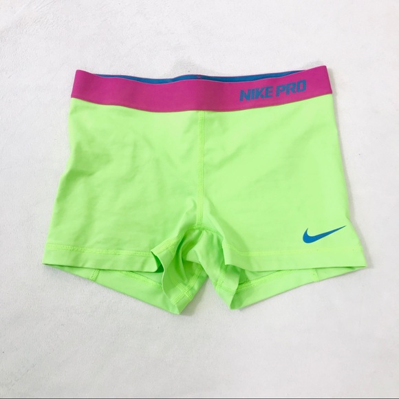 nike pro shorts neon green